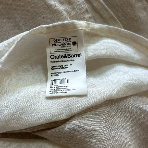 NWOT PAIR Crate&Barrel Natural Hemp Euro Shams - Picture 9 of 9